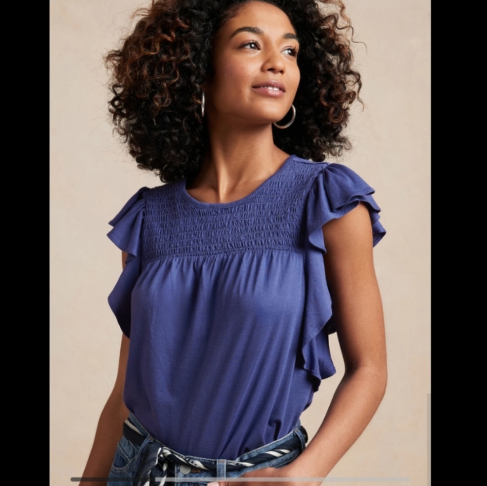 Banana Republic Smocked Ruffle Top